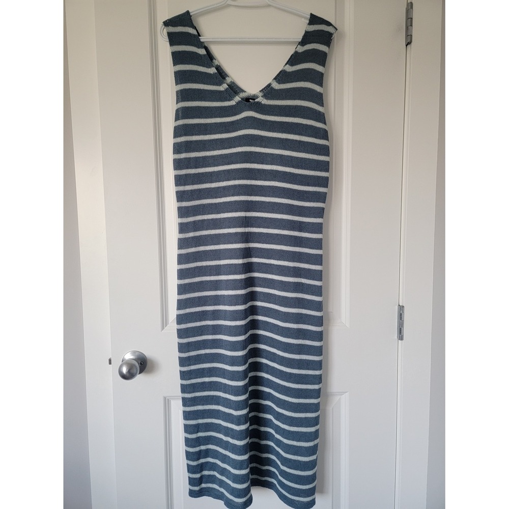 Mexx Blue & White Striped Knit Midi Dress